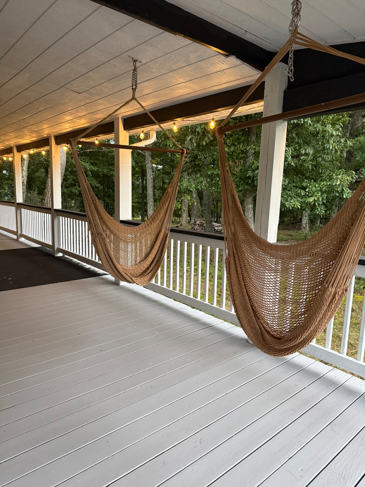 Two hammocks on the porch